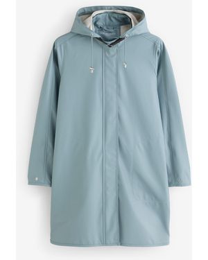 Ilse Jacobsen A-Line Waterproof Pu Raincoat With Welded Seams, Detachable Hood, Storm Placket, And 5,000 Mm Rating - Blue