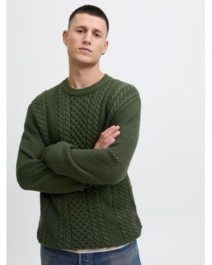 Jack & Jones Cable Knit Crew Neck Jumper - Green