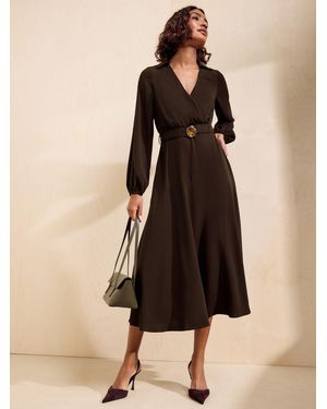 Friends Like These Belted Hardwear Detail Shirt Midi Dress - Natural