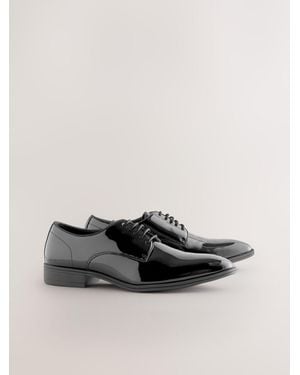 Next Wide Fit Patent Derby Shoes - Black