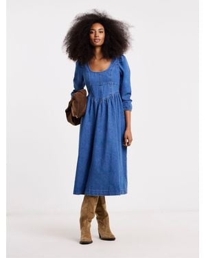 Simply Be Denim Midaxi Picnic Dress - Blue