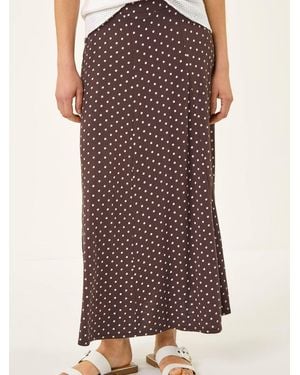 Roman Polka Dot Midi Skirt - Brown