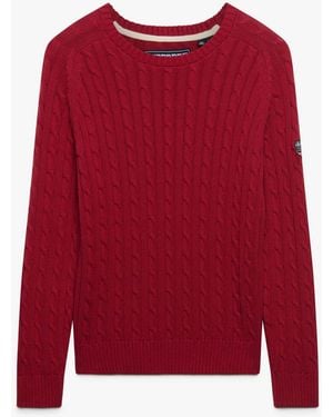 Superdry Slouchy Cable Knit Sweater - Red