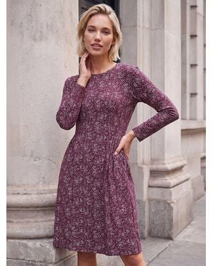 Roman Side Detail Short Dress - Purple