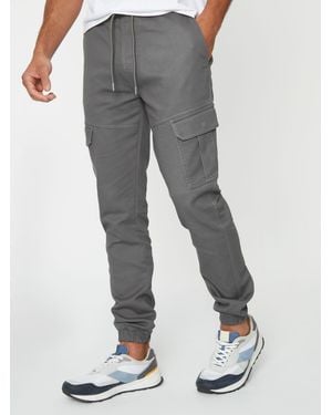 Threadbare Cotton Blend Cuffed Cargo Pocket Pants - Gray