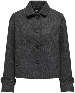 ONLY Textured Short Collared Jacket - Black