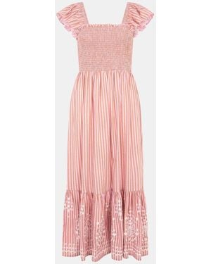 Accessorize Midikleid Mit Stickerei Und Streifenmuster - Pink