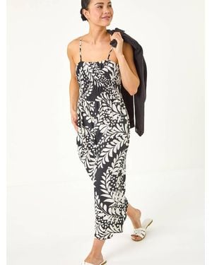Roman Petite Shirred Bodice Jumpsuit - Black