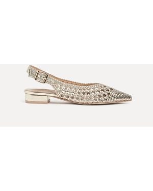 Linzi Carolina Low Heeled Woven Slingback Courts - Natural
