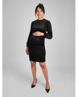 Jojo Maman Bébé Sparkle High Neck Maternity Mini Dress - Black