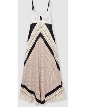 Reiss Myra Scarf-Print Tie-Back Maxi Dress - Natural