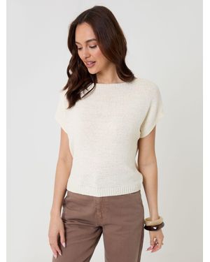 Threadbare Slash Neck Short Sleeve Jumper - White