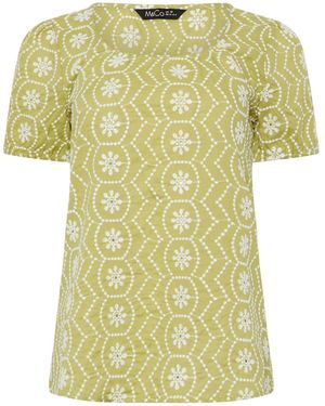M Com Floral Embroidered Top - Yellow