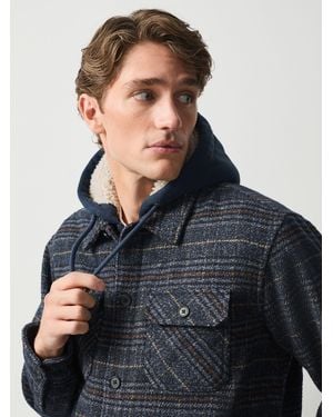 Next Borg Lined Hooded Check Shacket - Black