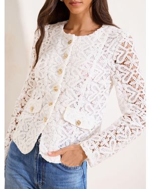 Lipsy Crochet Lace Collarless Jacket - Natural
