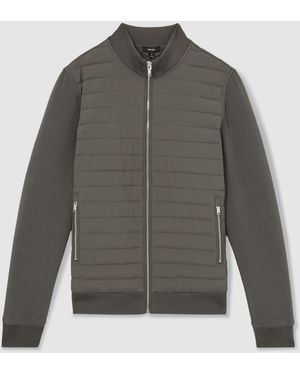 Reiss Freddie Hybride Stepp- Und Strickjacke Mit Durchgehendem Reißverschluss - Grau
