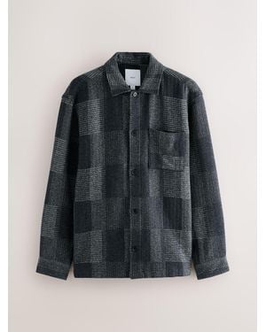 Next Patchwork Style Check Shacket - Black