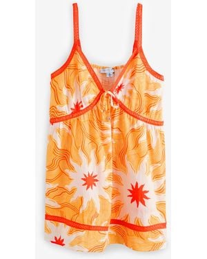 Never Fully Dressed Sun Cotton Slip Mini Strappy Dress - Orange
