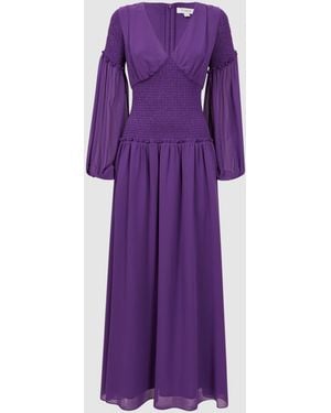 Florere Plunge Neck Maxi Dress - Purple