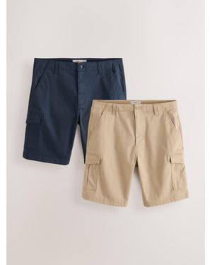 Next 2 Pack Stretch Cargo Shorts - Blue