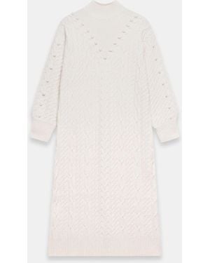 Mint Velvet Bobble Detail Knitted Midi Dress - White