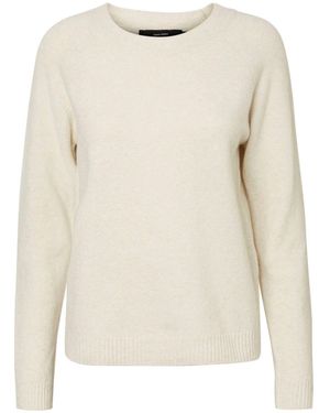 Vero Moda Dove Tall Round Neck Soft Touch Cozy Knitted Sweater - Natural