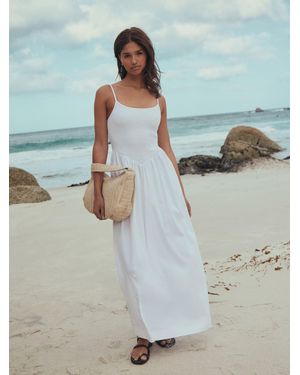 Next Maxi Square Neck Shirred Strappy Dress - Blue