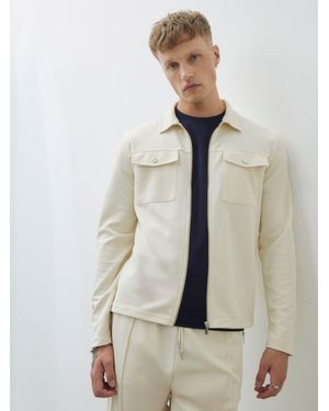 River Island Slim Fit Zip Through Jacket - Natural