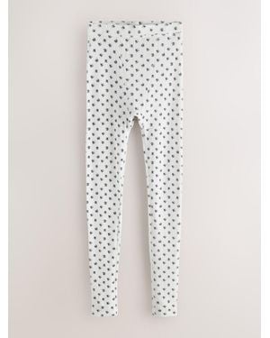 Next Ecru Ditsy Cozy Pointelle Thermal Leggings - White
