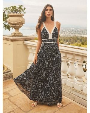 Lipsy Polka Dot V-Neck Maxi Dress - Metallic