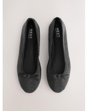 Next Forever Comfort Round Toe Jeweled Ballerina Flat Shoes - Black