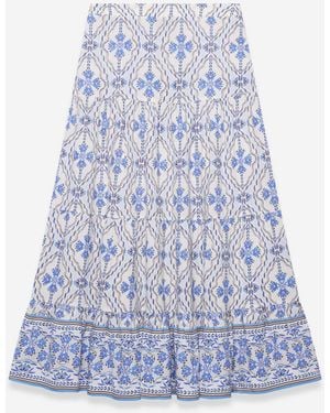 Mint Velvet Floral Print Maxi Skirt - Blue