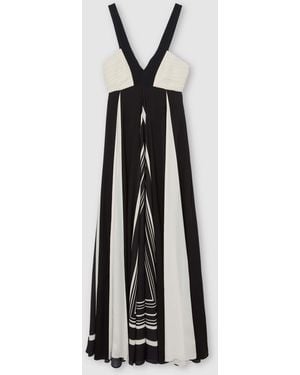 Reiss Empire-Line Printed Maxi Dress - White