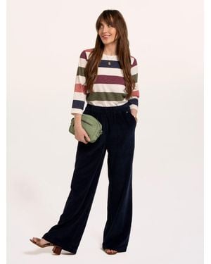 Brakeburn Lulworth Multi Color Stripe 3/4 Sleeve T-Shirt - Blue
