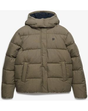 Superdry Premium Hood Check Puffer Jacket - Green