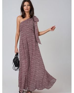 Religion Marina One Shoulder Dress With Large Bow - Purple
