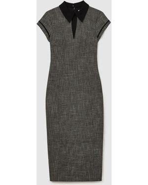 Reiss Collared Fitted Midi Dress - Gray