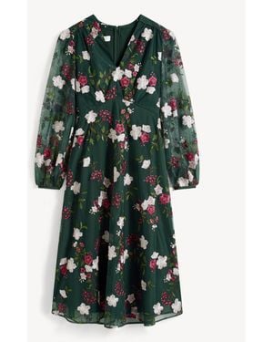 Hobbs Flo Embroidered Dress - Green