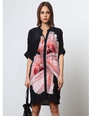 Religion Loose Fitting Tunic Shirt Dress - Pink