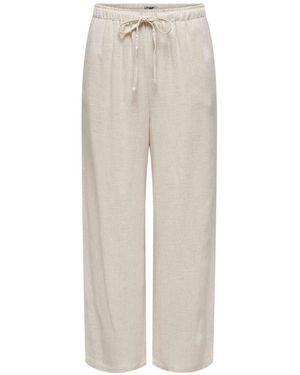 ONLY Linen Mix Tie Front Pants - White