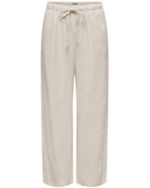 ONLY Straight Fit Linen Blend Pants - White