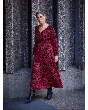 Live Unlimited Ditsy Print V-Neck Jersey Dress - Blue