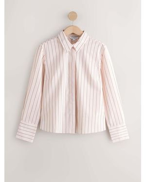 Next Fitted Stretch Essential Long Sleeve Shirt - Natural
