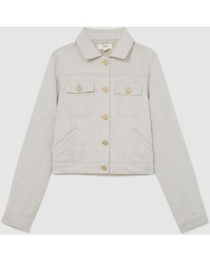 Reiss Carmen Lyocell-Linen Trucker Jacket - White