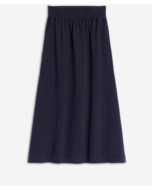 Boden Doublecloth Smocked 100% Cotton Midi Skirt - Blue