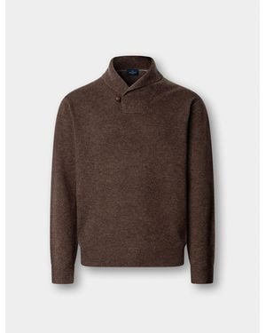 Hackett Merino Wool-Cashmere Shawl Collar Sweater - Brown