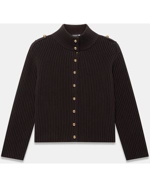 Mint Velvet Ribbed Knit Jacket - Black