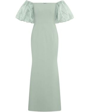 Gina Bacconi Puff Sleeve Maxi Dress - Green