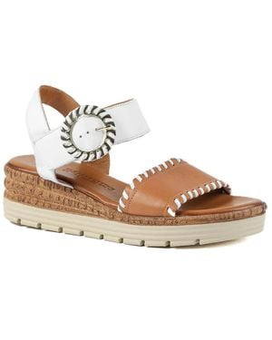 Pavers Leather Buckle Flat Sandals - White