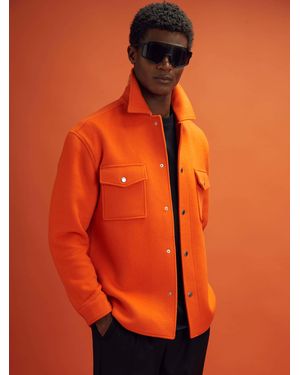 Reiss X Mclaren F1 Team Mclaren F1 Wool Blend Twin Pocket Overshirt - Orange